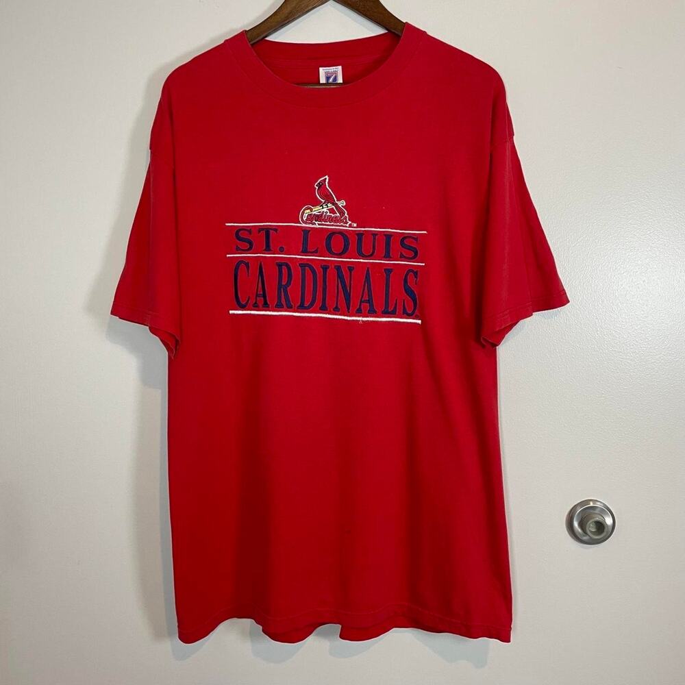 Logo 7 St. Louis Cardinals Embroidered Baseball Red XL Cotton T-shirt